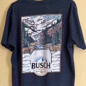 BUSCH BEER LOGO SHIRT - XL - DISTRESSED IMAGE SHIRT